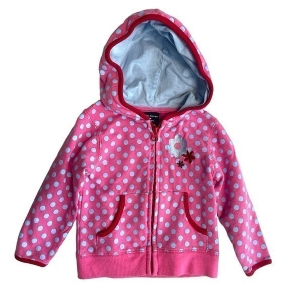 Pink Polka Dot Baby Girl Hoodie Jacket 18M Zip Up Floral Cotton Lightweight